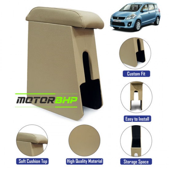 Maruti Suzuki Ertiga Old Custom Fitted Wooden Car Center Console Armrest - Beige