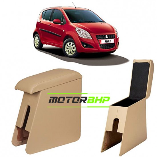 Maruti Suzuki Ritz Custom Fitted Wooden Car Center Console Armrest - Beige