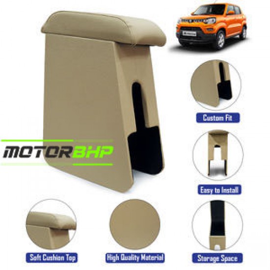 Maruti Suzuki S-Presso Custom Fitted Wooden Car Center Console Armrest - Beige