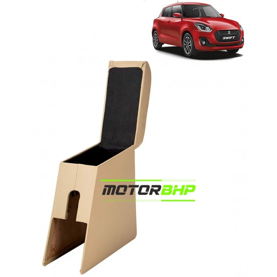 Maruti Suzuki Swift 2018 Custom Fitted Wooden Car Center Console Armrest - Beige