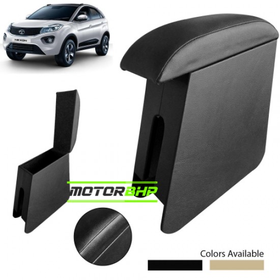 Tata Nexon EV (2020 Onwards) Custom Fitted Wooden Car Center Console Armrest - Black