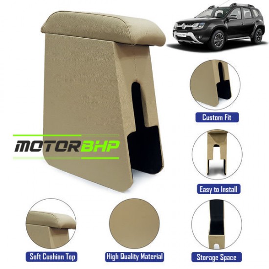 Renault Duster Custom Fitted Wooden Car Center Console Armrest - Beige (2012-2014) 
