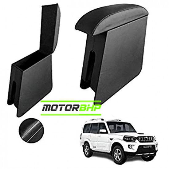 Mahindra Scorpio Custom Fitted Wooden Car Center Console Armrest - Black  (2009-2014)