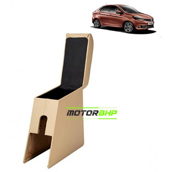 Tata Tigor (2017 Onwards) Custom Fitted Wooden Car Center Console Armrest - Beige