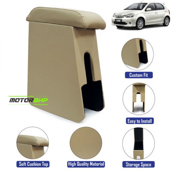 Toyota Etios Liva Custom Fitted Wooden Car Center Console Armrest - Beige