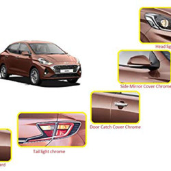 Hyundai Aura Chrome Accessories Combo Kit 15 (Set of 4 items)  Hyundai Aura Chrome Accessories Combo Kit 15 (Set of 4 items)
