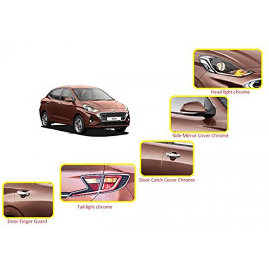 Hyundai Aura Chrome Accessories Combo Kit 15 (Set of 4 items) 