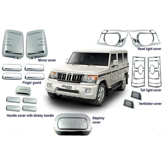 Mahindra Bolero 2020 Chrome Accessories Combo Kit 16 (Set of 8 items)