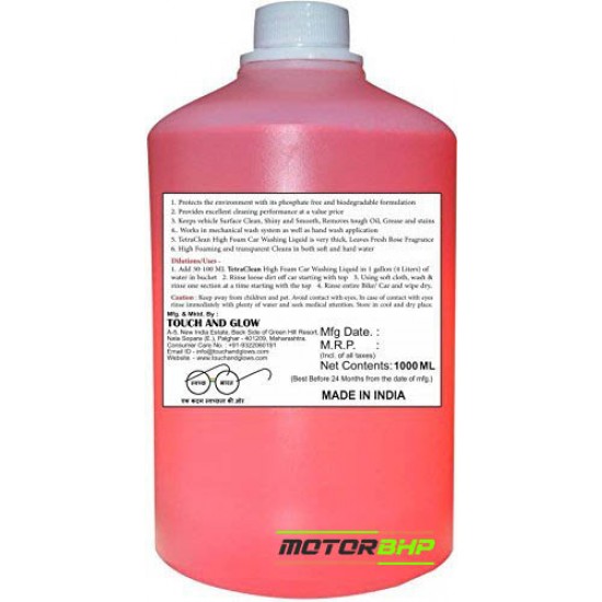 TetraClean High Foam Car Shampoo Washing Liquid- Rose Scented (1 L)