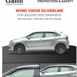 Galio Maruti Suzuki Baleno Rain Door Visor With Chrome Line (2015-Onwards) Galio Maruti Suzuki Baleno Rain Door Visor With Chrome Line (2015-Onwards)