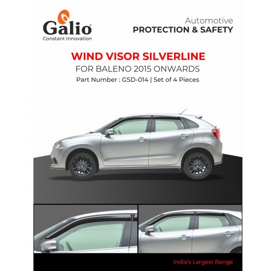 Galio Maruti Suzuki Baleno Rain Door Visor With Chrome Line (2015-Onwards)