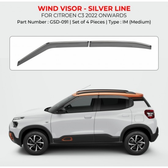 Citroen C3 Door Visor With Chrome Line (2022-Onwards)