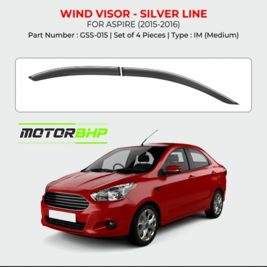 Ford Aspire Rain Door Visor With Chrome Line (2015-2016)