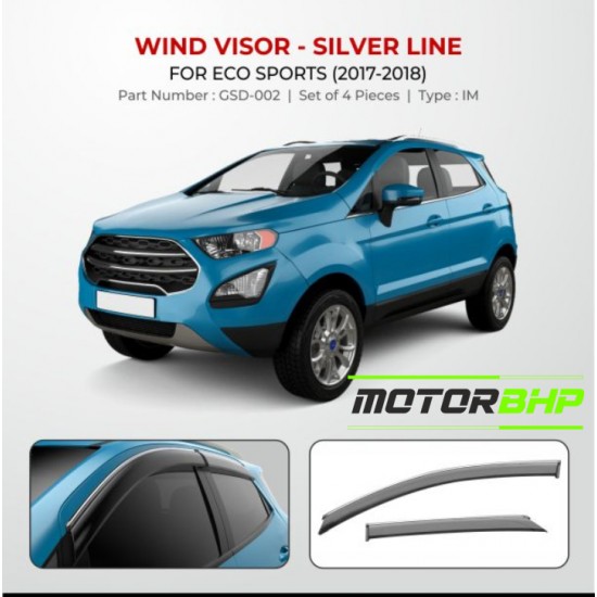 Ford Eco Sport Rain Door Visor With Chrome Line (2017-2018)