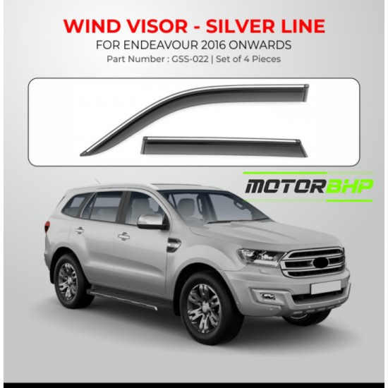 Ford Endeavour Rain Door Visor With Chrome Line (2016-Onwards)