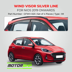 Hyundai i10 Grand Nios (2019 Onwards) Rain Door Visor With Chrome Line Hyundai i10 Grand Nios (2019 Onwards) Rain Door Visor With Chrome Line