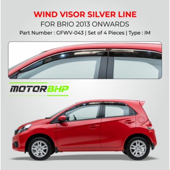 Honda Brio Window Door Visor With Sliver Line (2013-Onwards)