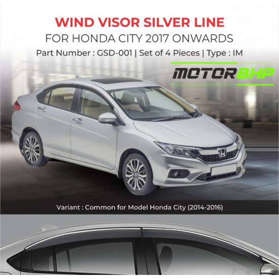 Honda City Rain Door Visor With Chrome Line (2017-Onwards)