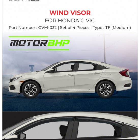  Honda Civic Rain Door Visor Without Chrome Line (2019)