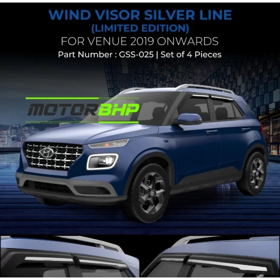 Hyundai Venue (2019 Onwards) Rain Door Visor With Chrome Line