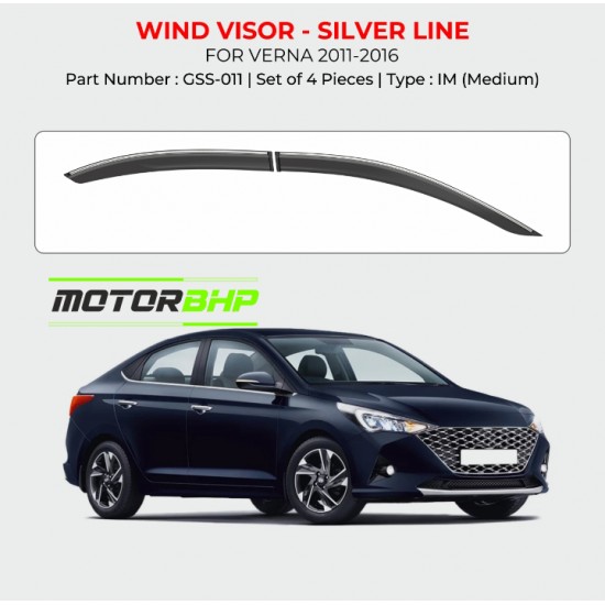 Hyundai Verna Rain Door Visor With Chrome line (2011-2016)