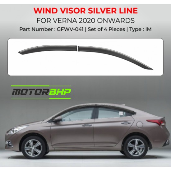 Hyundai Verna Rain Door Visor With Chrome line (2020 Onwards)