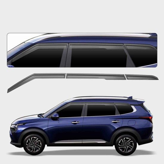 Kia Carens Clavis Rain Door Visor With Chrome Line