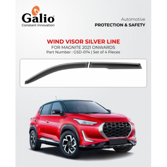 Galio Nissan Magnite Rain Door Visor With Chrome Line (2021-onwards)