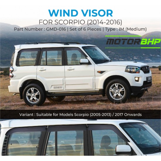  Mahindra Scorpio Rain Door Visor Without Chrome Line (2014-2016)