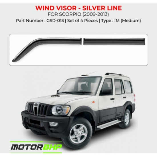  Mahindra Scorpio Rain Door Visor With Chrome Line (2009-2013)