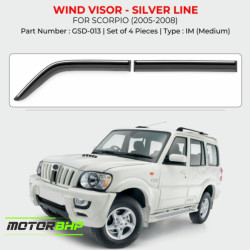 Mahindra Scorpio Rain Door Visor With Chrome Line (2005-2008)  Mahindra Scorpio Rain Door Visor With Chrome Line (2005-2008)