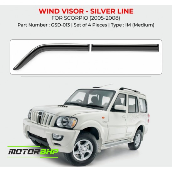  Mahindra Scorpio Rain Door Visor With Chrome Line (2005-2008)