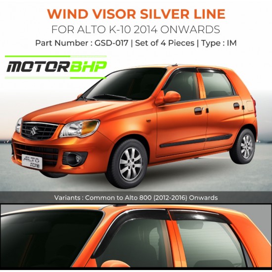 Maruti Suzuki Alto K-10 Rain Door Visor With Chrome Line (2014-Onwards)