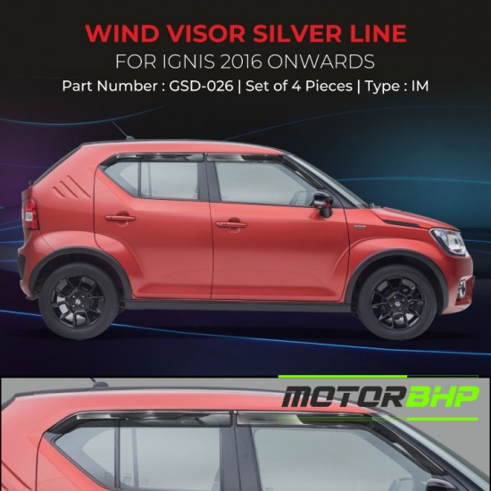 Maruti Suzuki Ignis Rain Door Visor With Chrome Line (2016-Onwards)