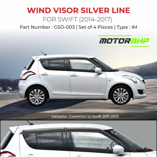 Maruti Suzuki Swift Rain Door Visor With Chrome Line (2014-2017)