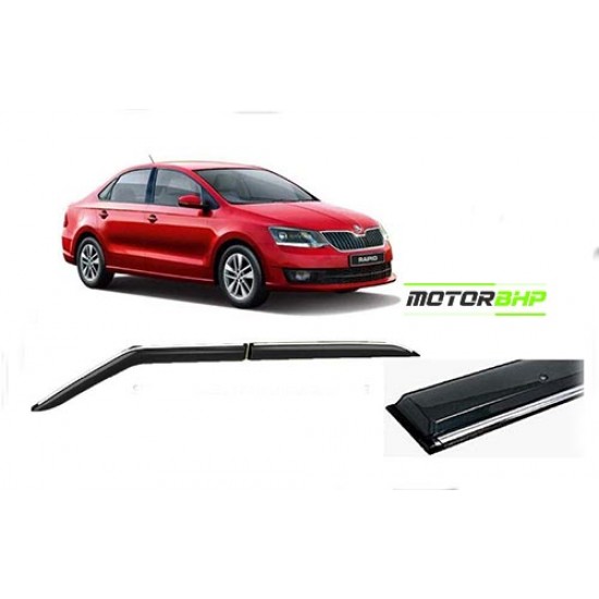 Skoda Rapid Rain Door Visor With Chrome Line