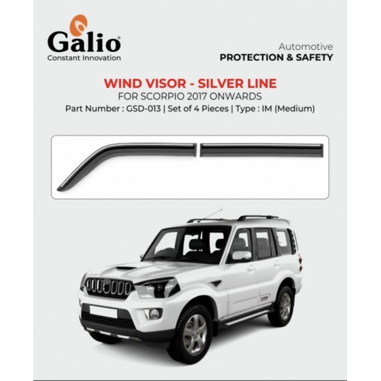  Mahindra Scorpio Rain Door Visor With Chrome Line (2017-Onwards) 