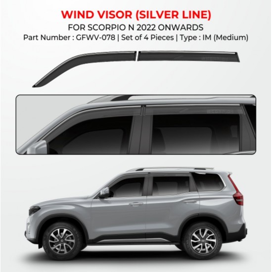  Mahindra Scorpio N Rain Door Visor With Chrome Line (2022-Onwards)