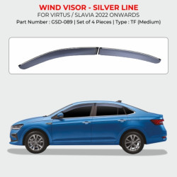 Skoda Slavia Rain Door Visor With Chrome Line (2022-Onwards) Skoda Slavia Rain Door Visor With Chrome Line (2022-Onwards)