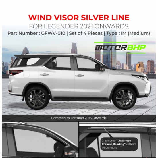 Toyota New Fortuner Legender Rain Door Visor With Chrome Line (2021-Onwards)