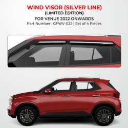 Hyundai Venue  Rain Door Visor With Chrome Line (2022-Onwards) Hyundai Venue  Rain Door Visor With Chrome Line (2022-Onwards)