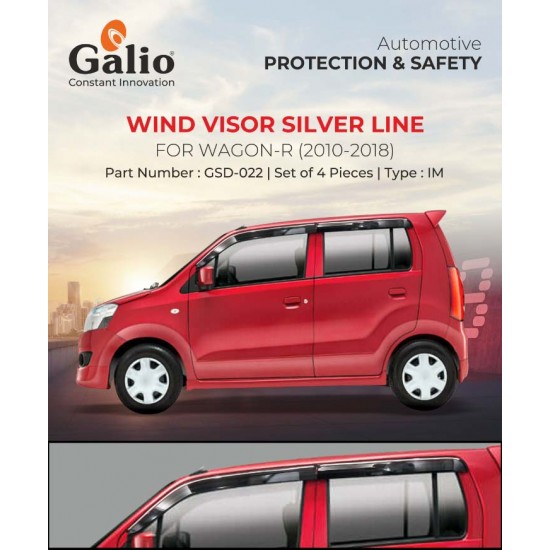 Galio Maruti Suzuki WagonR Rain Door Visor With Silver Line (2010-2018)