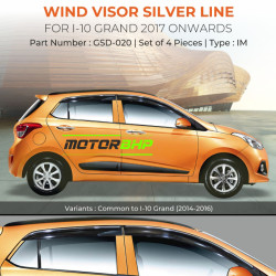 Hyundai i10 Grand (2017 Onwards) Rain Door Visor With Silver Line Hyundai i10 Grand (2017 Onwards) Rain Door Visor With Silver Line