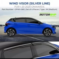 Hyundai i20 Rain Door Visor With Chrome Line (2020 onwards)