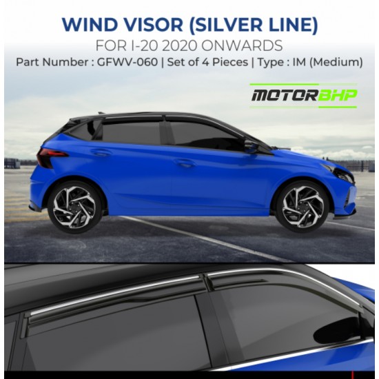 Hyundai i20 Rain Door Visor With Chrome Line (2020 onwards)