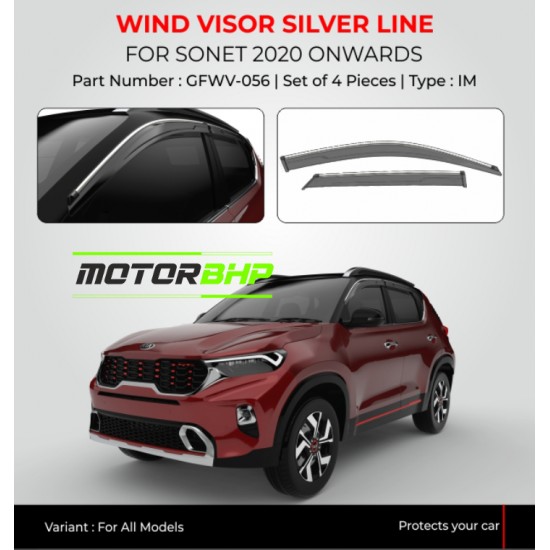 Kia Sonet Rain Door Visor With Chrome Line (2020 Onwards)