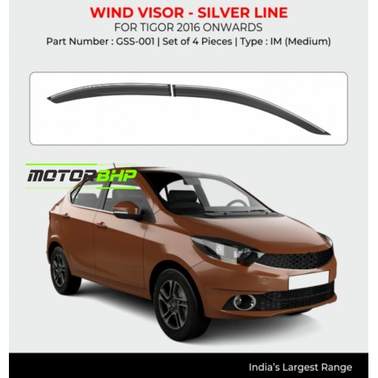 Tata Tigor Rain Door Visor With Chrome Line (2016 Onwards)