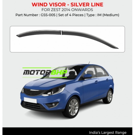 Tata Zest Rain Door Visor With Chrome Line (2014 Onwards)