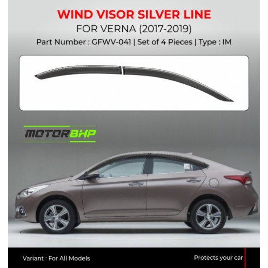 Hyundai Verna Rain Door Visor With Chrome line (2017-2019)