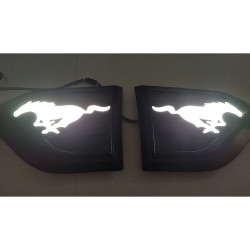 Ford Endeavour New Side Fender LED DRL Light Mustang Logo with Carbon Graphite Texture Ford Endeavour New Side Fender LED DRL Light Mustang Logo with Carbon Graphite Texture